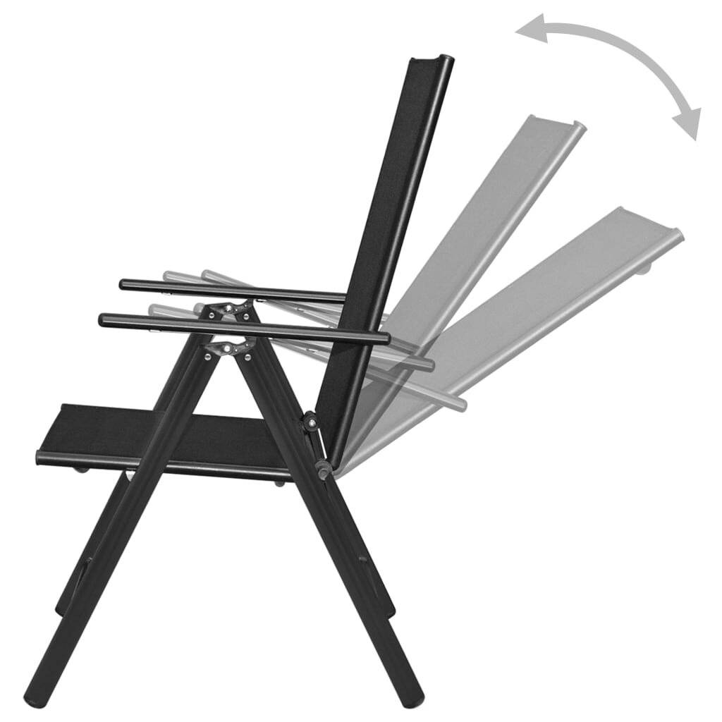 Gartenstühle Klappbar 4 Stk. Aluminium und Textilene Schwarz-4
