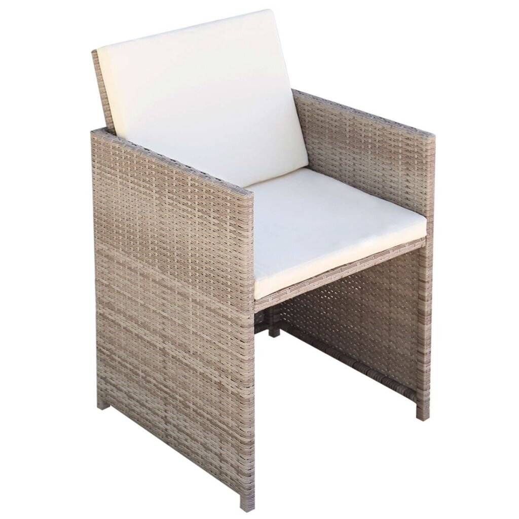 9-tlg. Garten-Essgruppe mit Auflagen Poly Rattan Beige-3