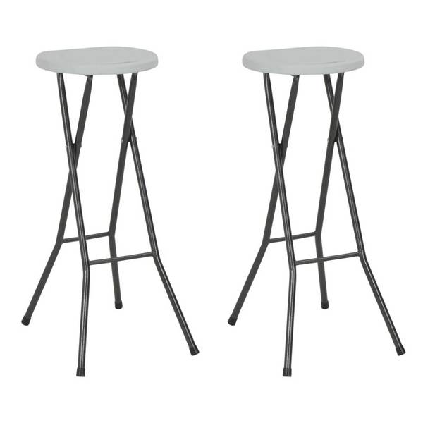 Klappbare Barhocker 2 Stk. HDPE und Stahl Weiß