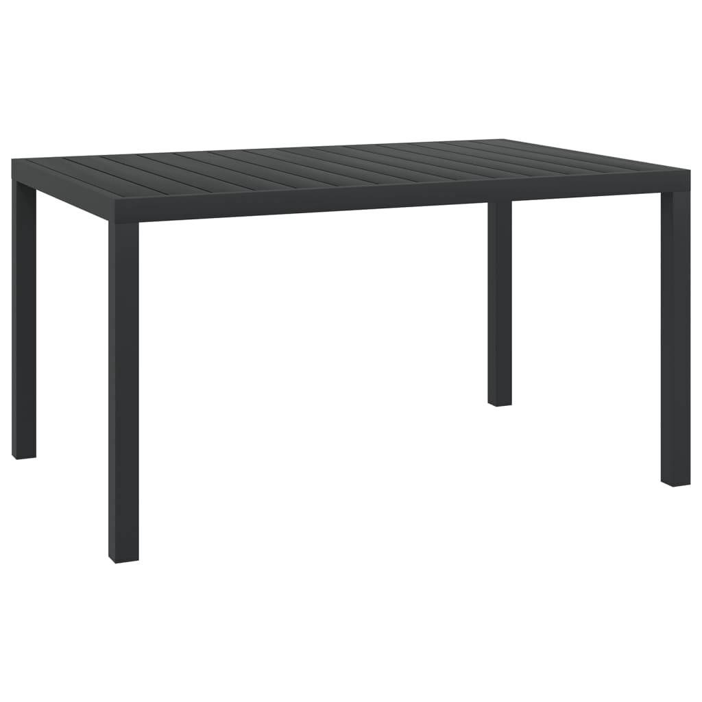 vidaXL Gartentisch Schwarz 150x90x74 cm Aluminium und WPC-5