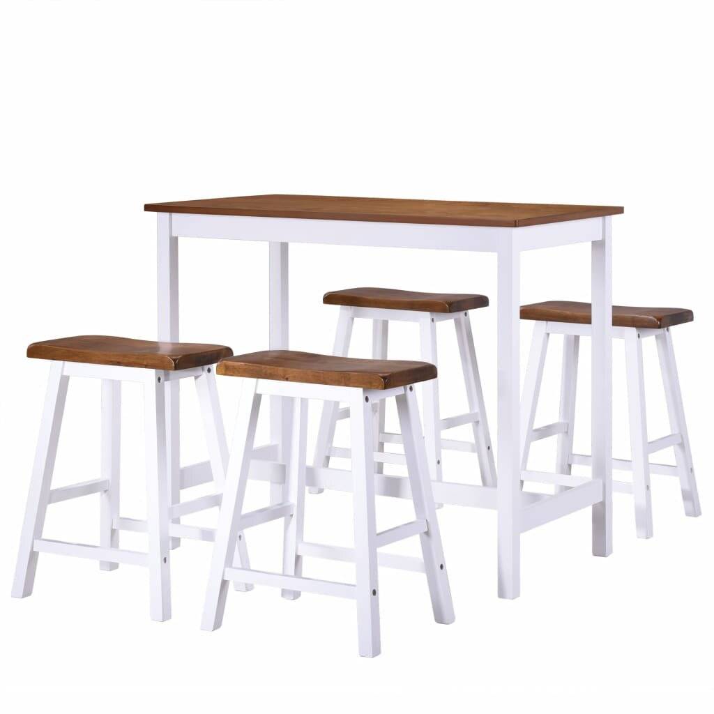 Bartisch- und Hocker-Set 5-tlg. Massivholz-1