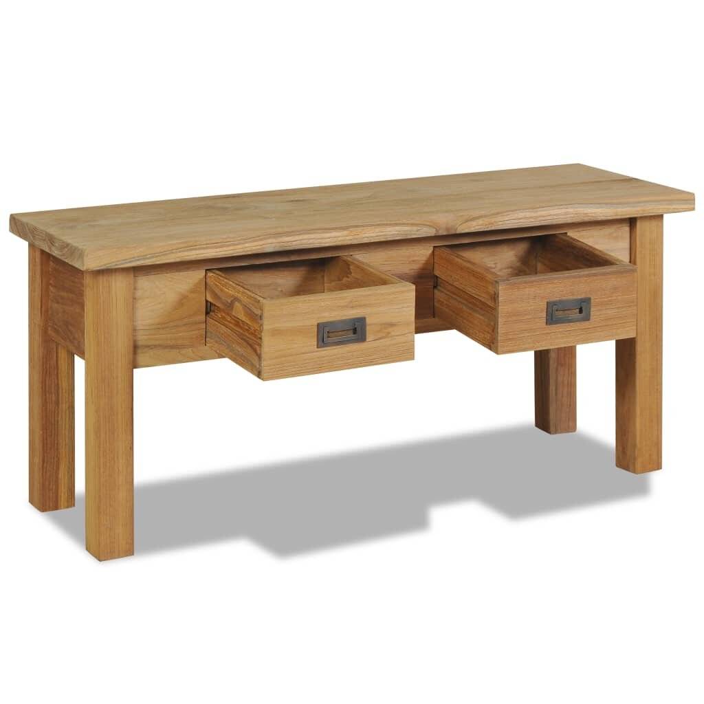 Flurbank Teak Massiv 90 x 30 x 40 cm-3