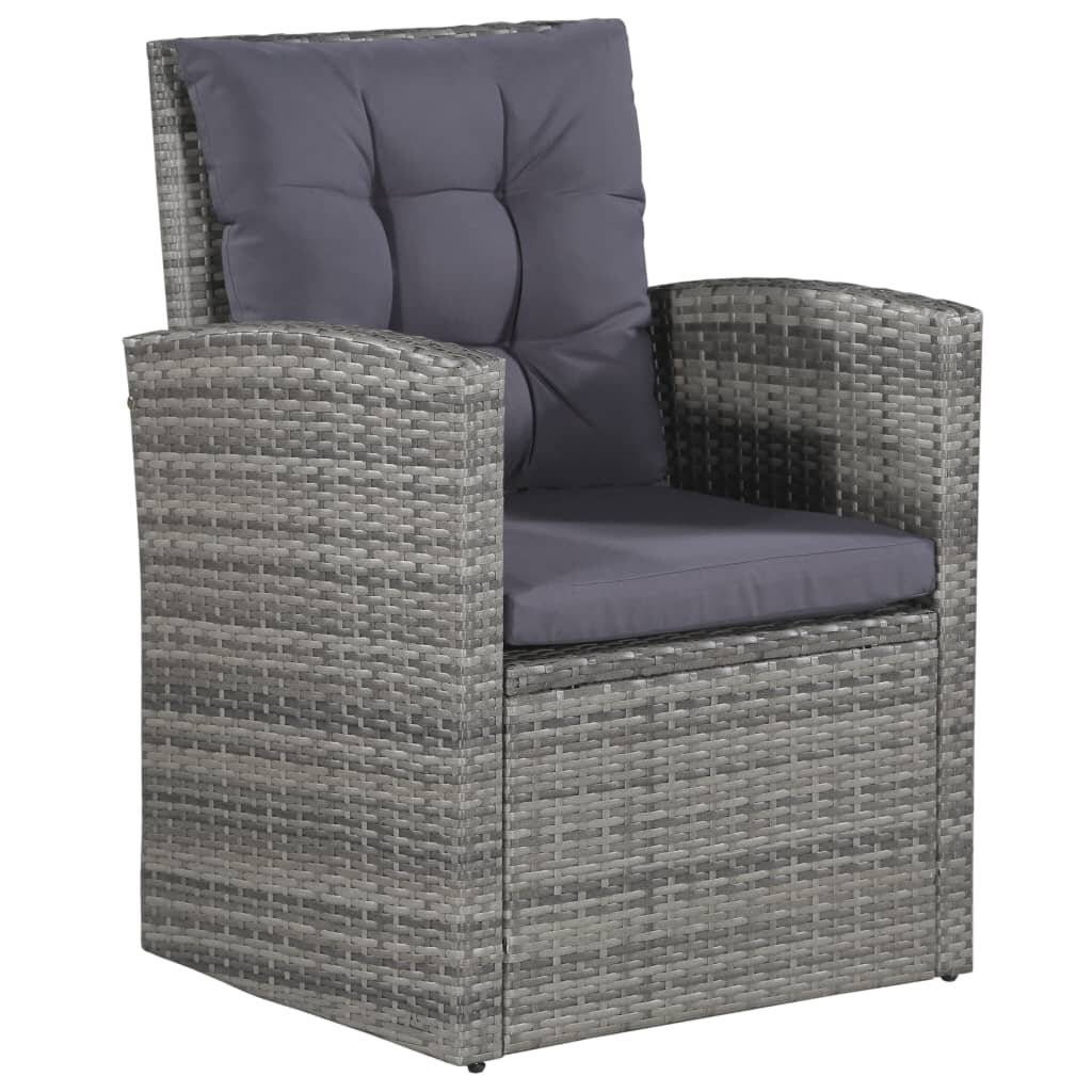 6-tlg. Garten-Lounge-Set mit Auflagen Poly Rattan Grau-3