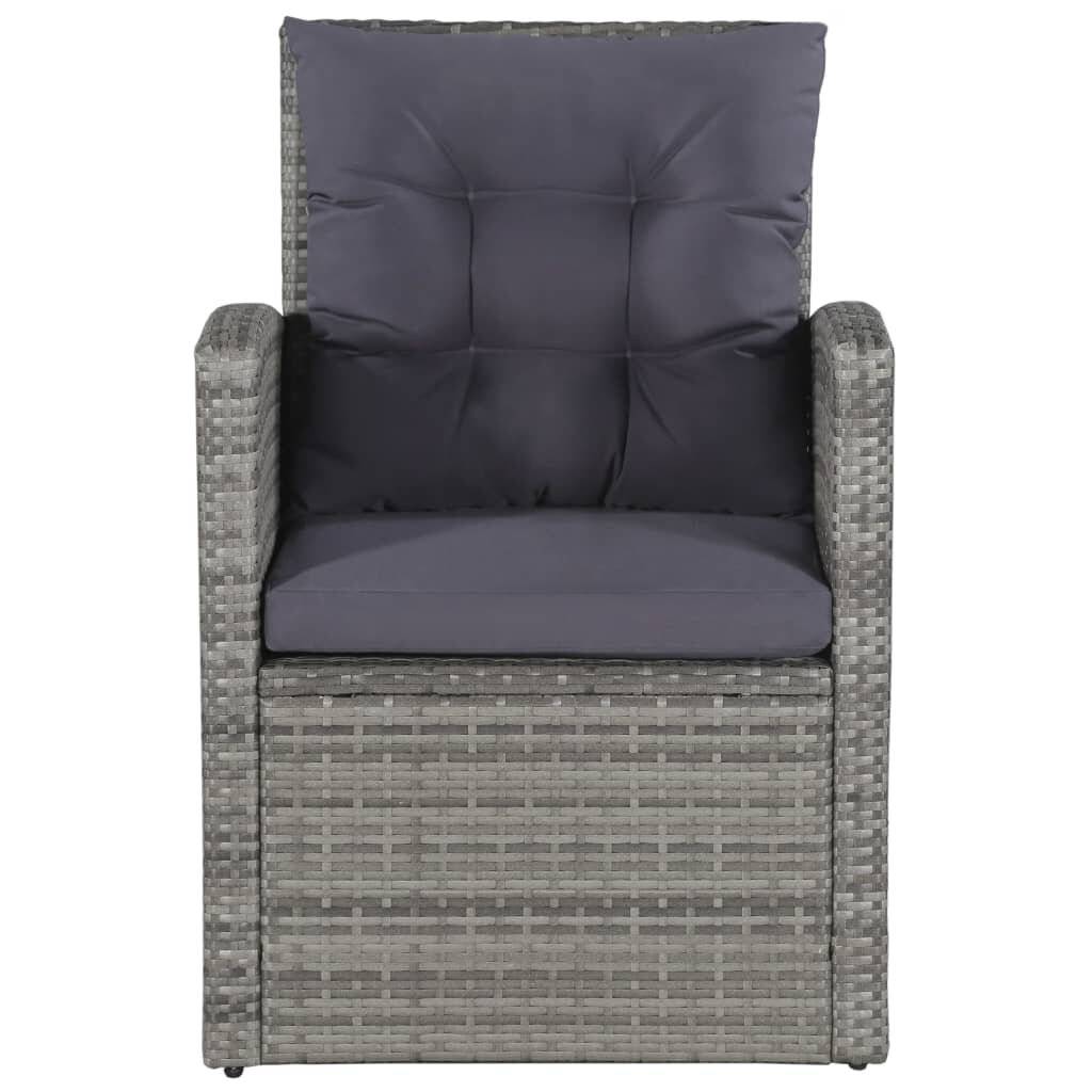 6-tlg. Garten-Lounge-Set mit Auflagen Poly Rattan Grau-4