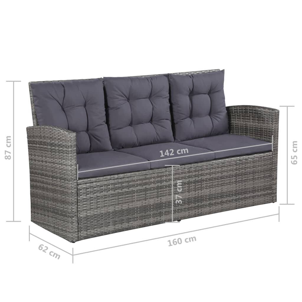 Symbolbild für 6-tlg. Garten-Lounge-Set mit Auflagen Poly Rattan Grau