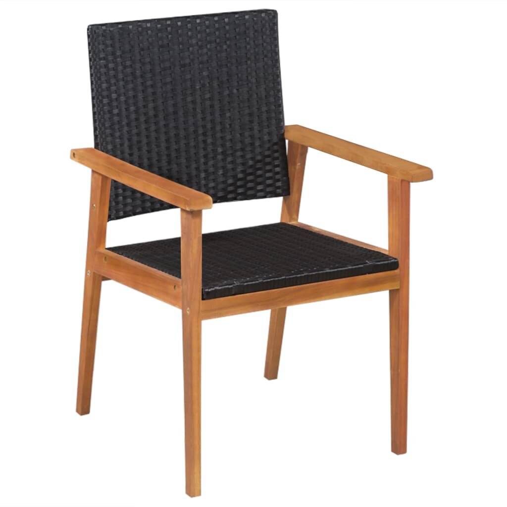 5-tlg. Garten-Essgruppe Poly Rattan Schwarz und Braun-3