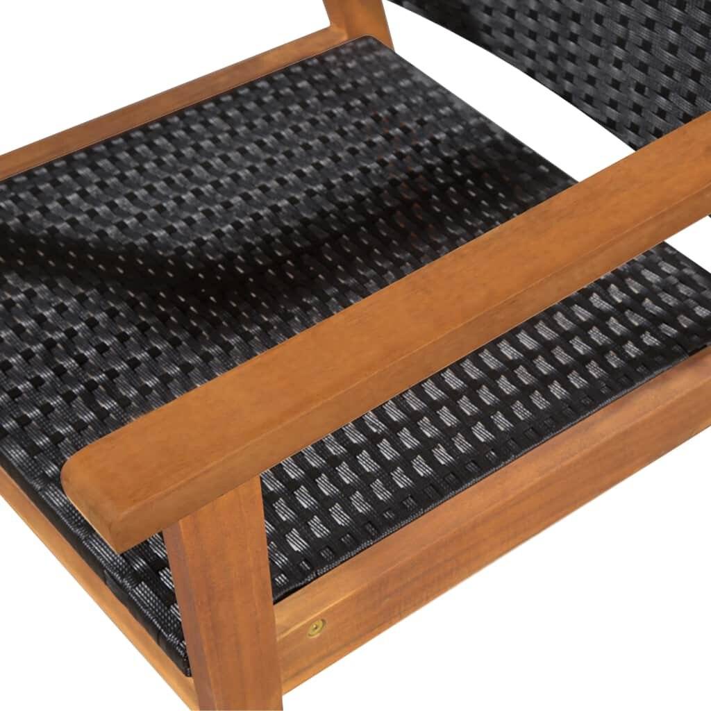 5-tlg. Garten-Essgruppe Poly Rattan Schwarz und Braun-4