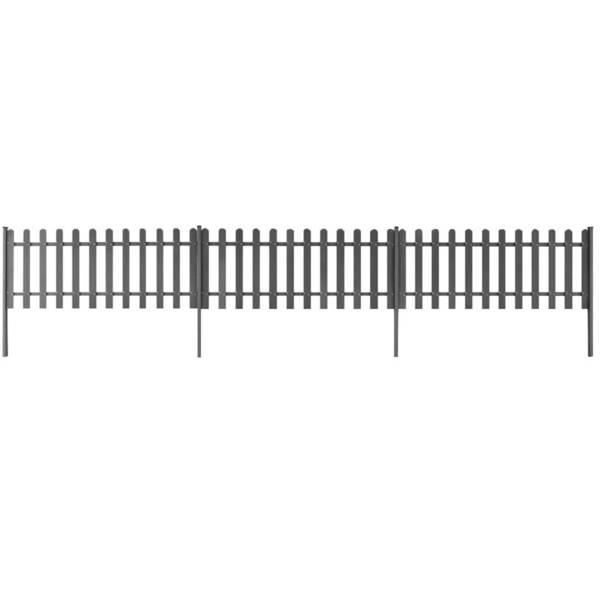 WPC Lattenzaun mit Pfosten 3 Stk. 6 m Lang 60 cm Hoch Grau