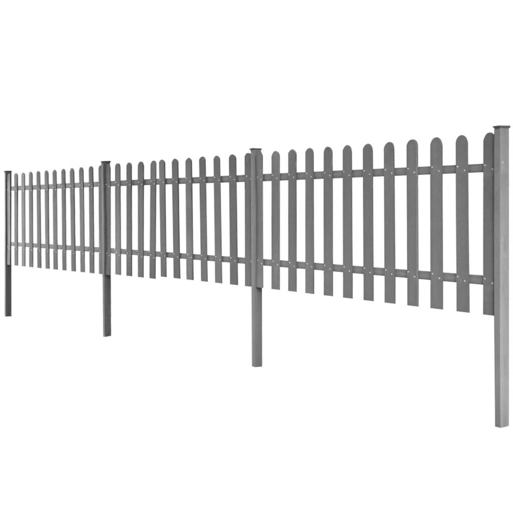 WPC Lattenzaun mit Pfosten 3 Stk. 6 m Lang 60 cm Hoch Grau-1
