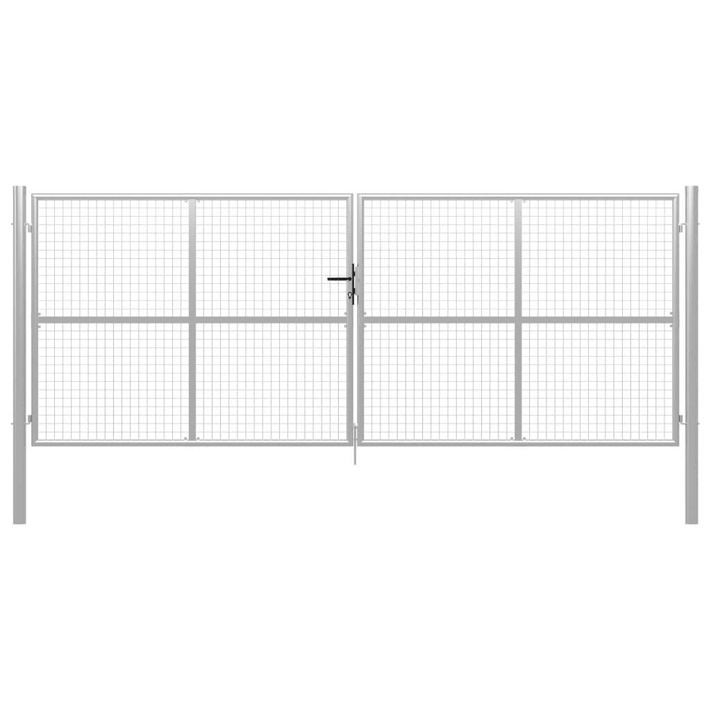 vidaXL Gartentor verzinkter Stahl 400 x 150 cm Silber-5