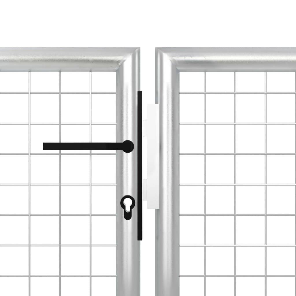 Gartentor Stahl 400 x 75 cm Silbern-1