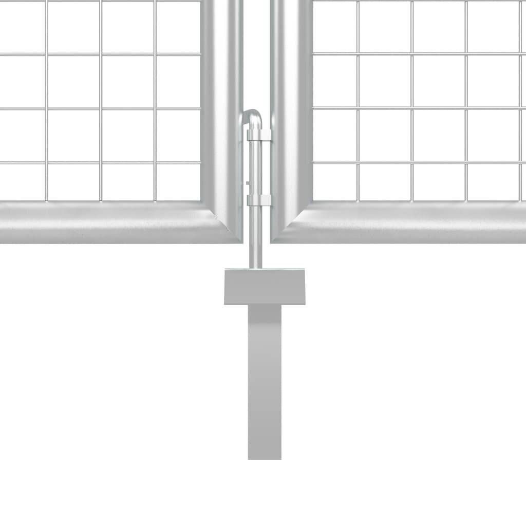 Gartentor Stahl 400 x 75 cm Silbern-2
