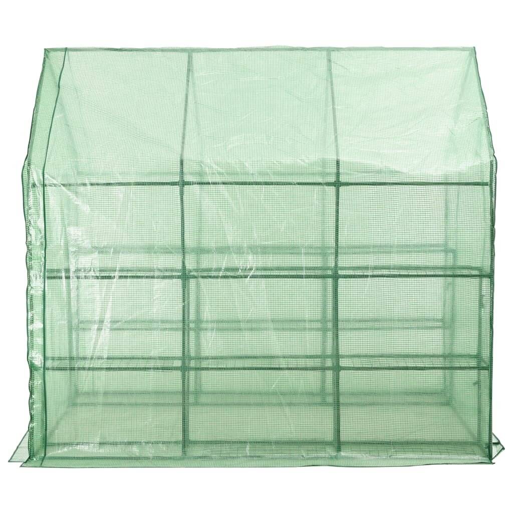 vidaXL Begehbares Gewächshaus mit 12 Regalen Stahl 143 x 214 x 196 cm-5