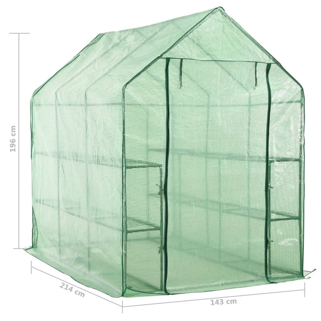 vidaXL Begehbares Gewächshaus mit 12 Regalen Stahl 143 x 214 x 196 cm-6