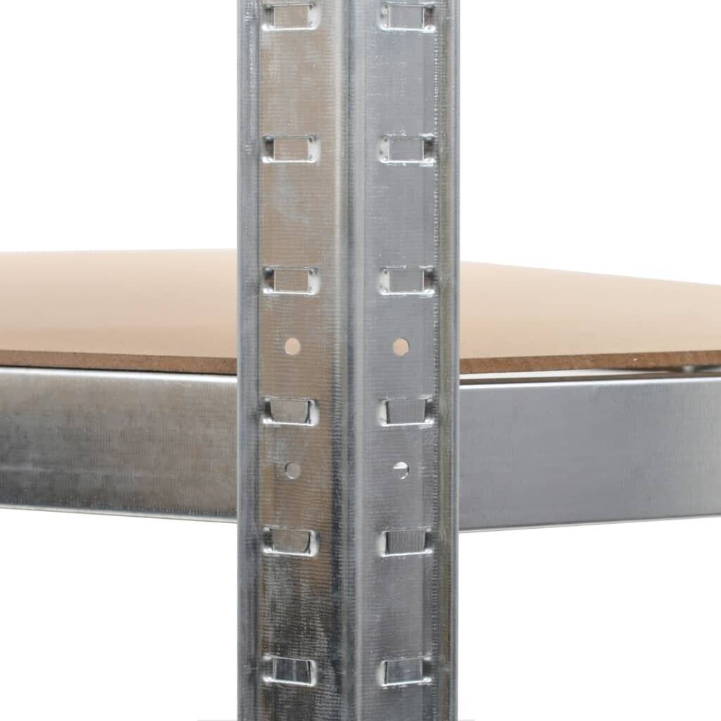 vidaXL Eckregal mit 5 Böden Silbern Stahl & Holzwerkstoff-6