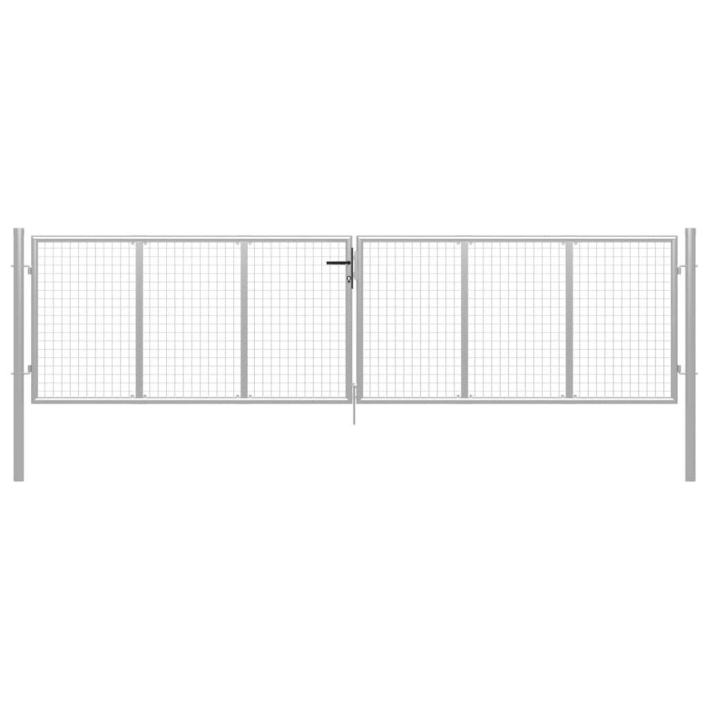 vidaXL Gartentor verzinkter Stahl 400 x 125 cm Silber-5