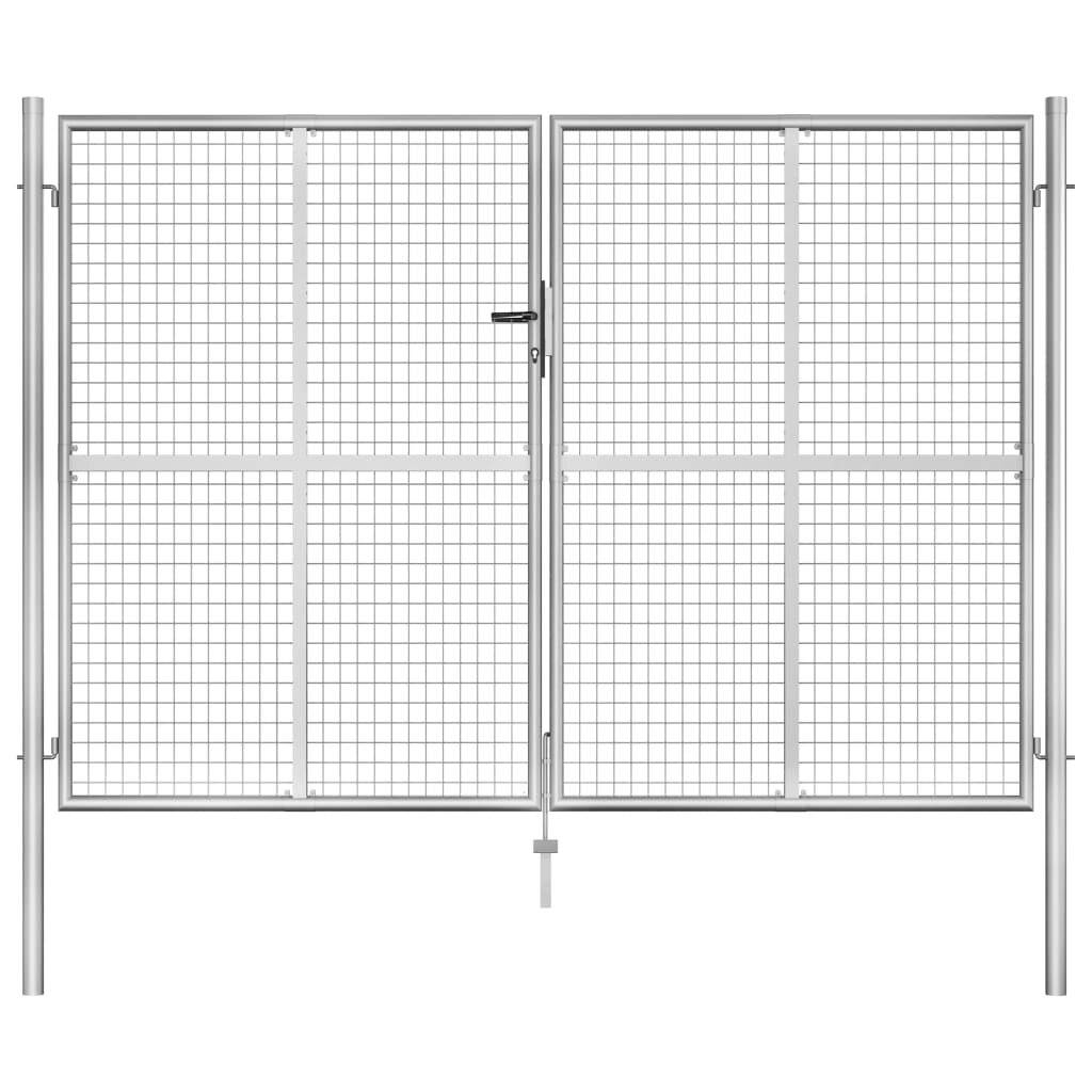 vidaXL Gartentor verzinkter Stahl 300 x 175 cm Silber-5