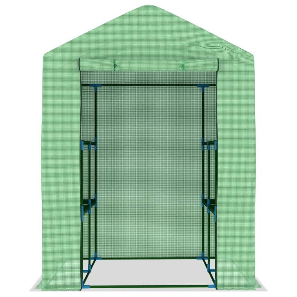 vidaXL Gewächshaus mit Ablagen Stahl 143x143x195 cm-6