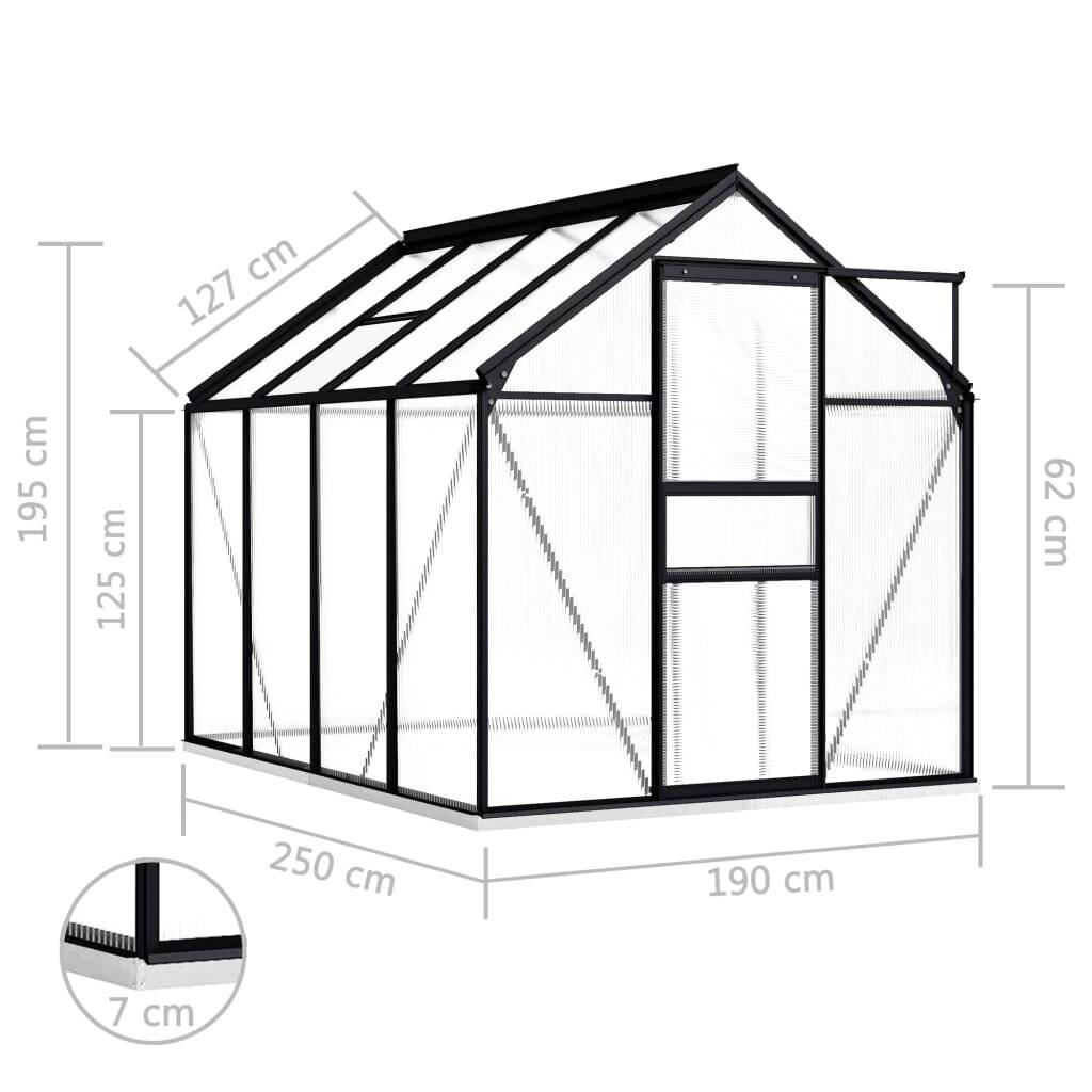 vidaXL Gewächshaus mit Fundament Anthrazit Aluminium 4,75 m²-5