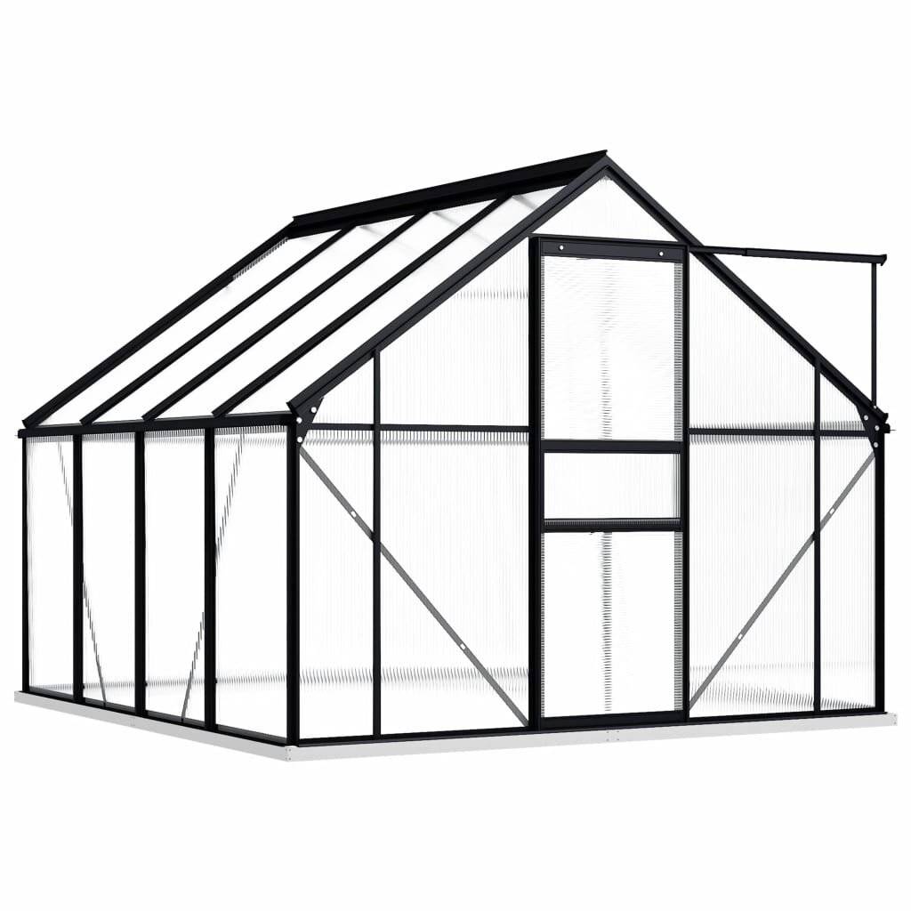 vidaXL Gewächshaus mit Fundament Anthrazit Aluminium 4,75 m²-1