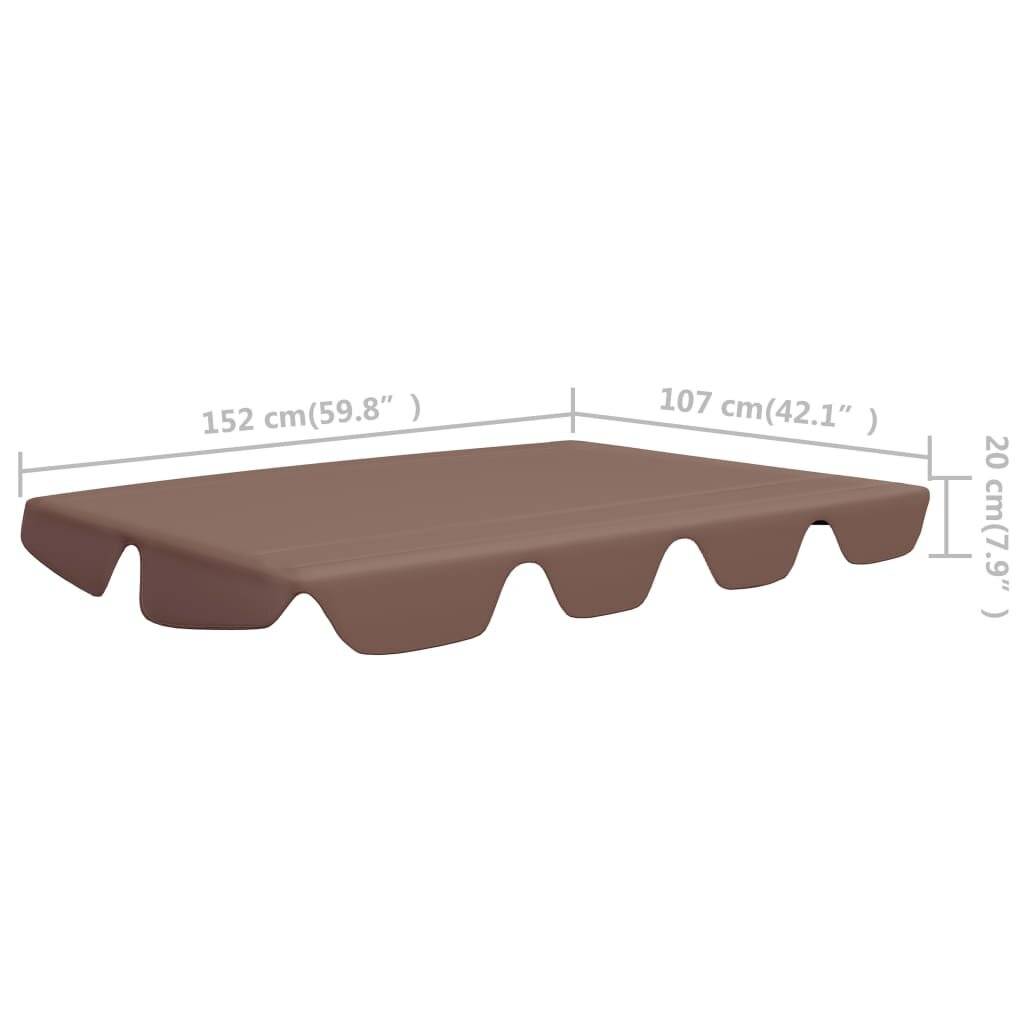 vidaXL Ersatzdach für Hollywoodschaukel Braun 150/130x105/70 cm-5