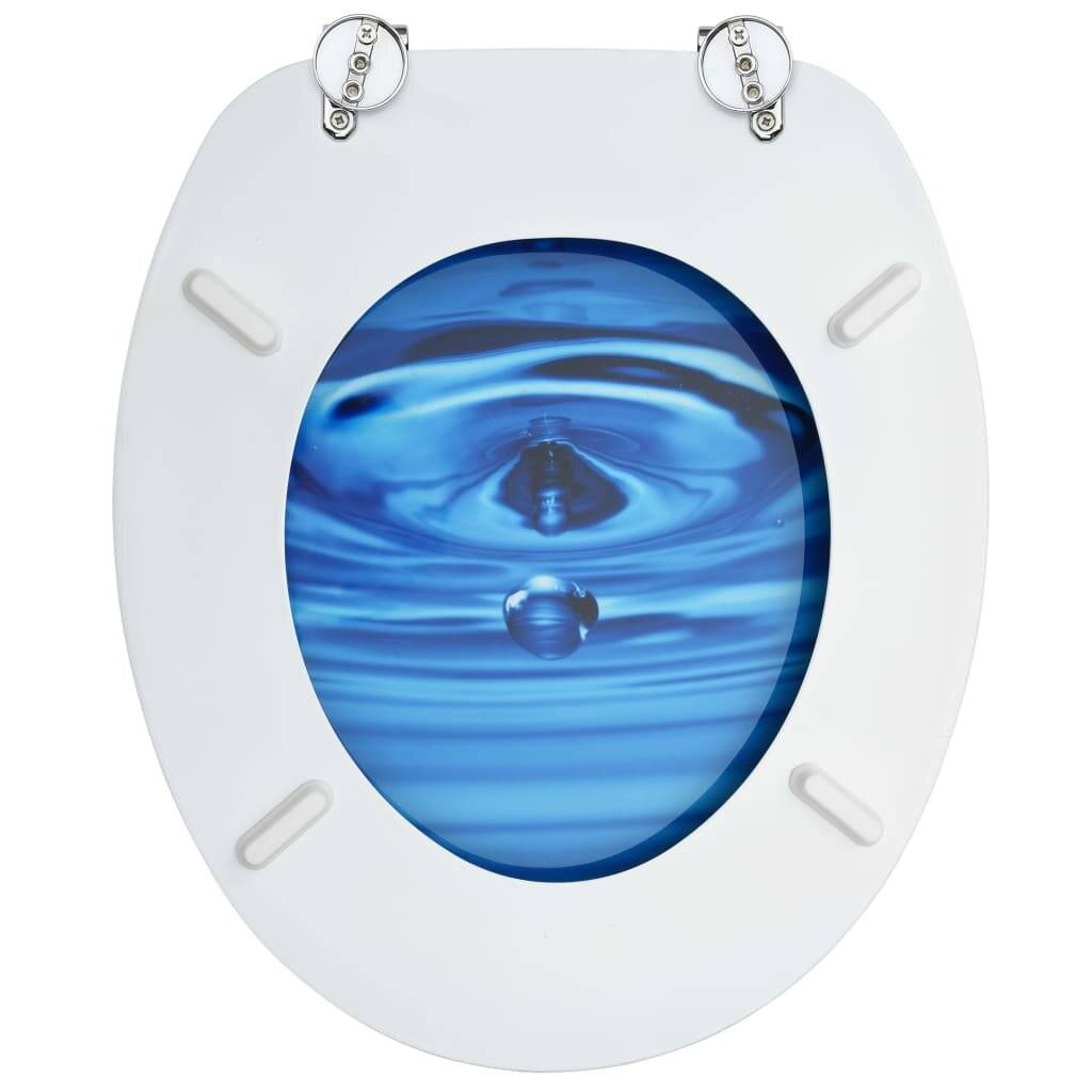 vidaXL Toilettensitz mit Deckel MDF Blau Wassertropfen-Design-5