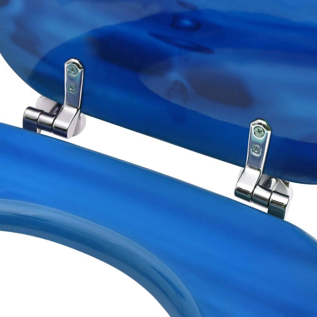 vidaXL Toilettensitz mit Deckel MDF Blau Wassertropfen-Design-6