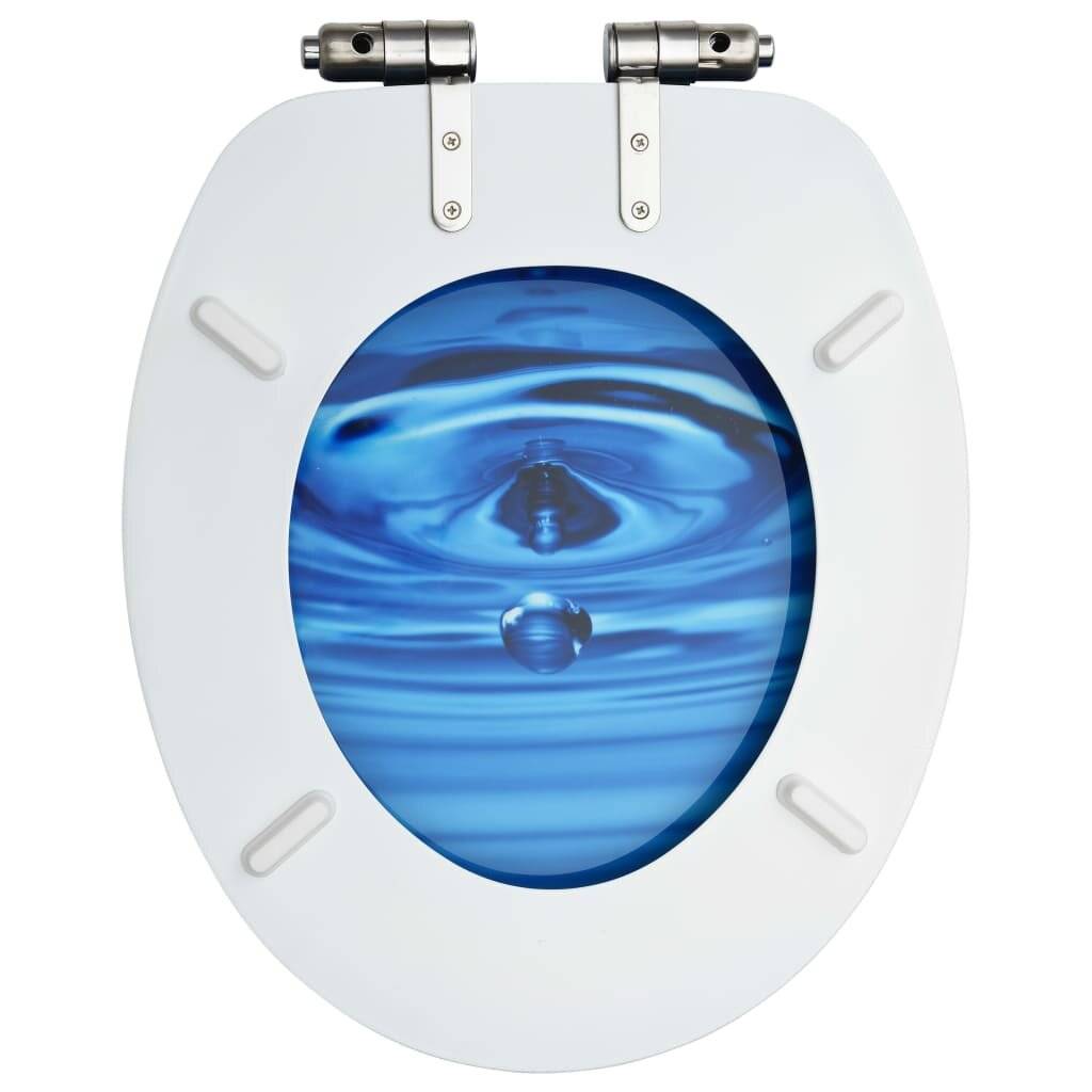 vidaXL Toilettensitz Soft-Close-Deckel MDF Blau Wassertropfen-Design-5