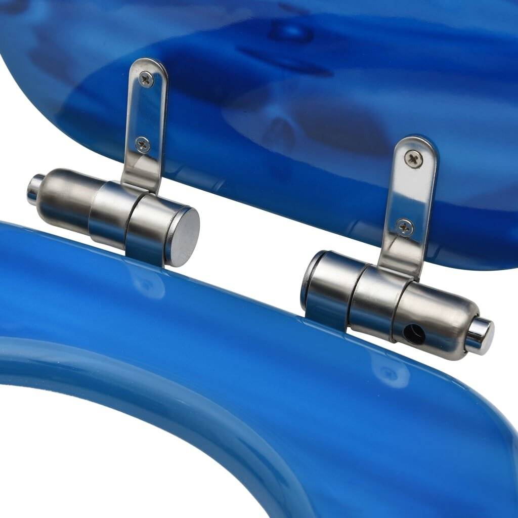 vidaXL Toilettensitz Soft-Close-Deckel MDF Blau Wassertropfen-Design-6