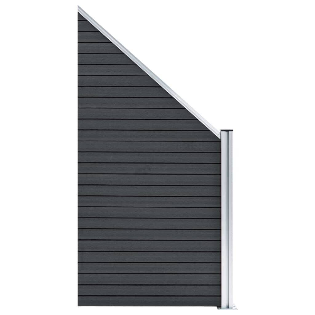 vidaXL WPC Zaun-Set 4 Quadrate + 1 Schräge 792x186 cm Grau-5