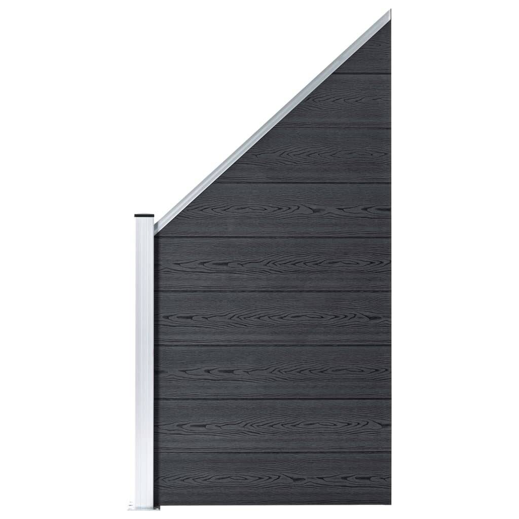 vidaXL WPC Zaun-Set 6 Quadrate + 1 Schräge 1138x186 cm Grau-6