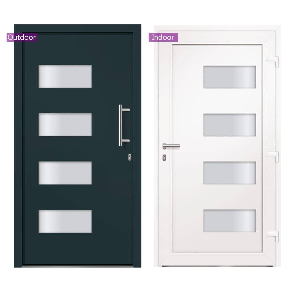 Haustür Aluminium und PVC Anthrazit 100x200 cm-6