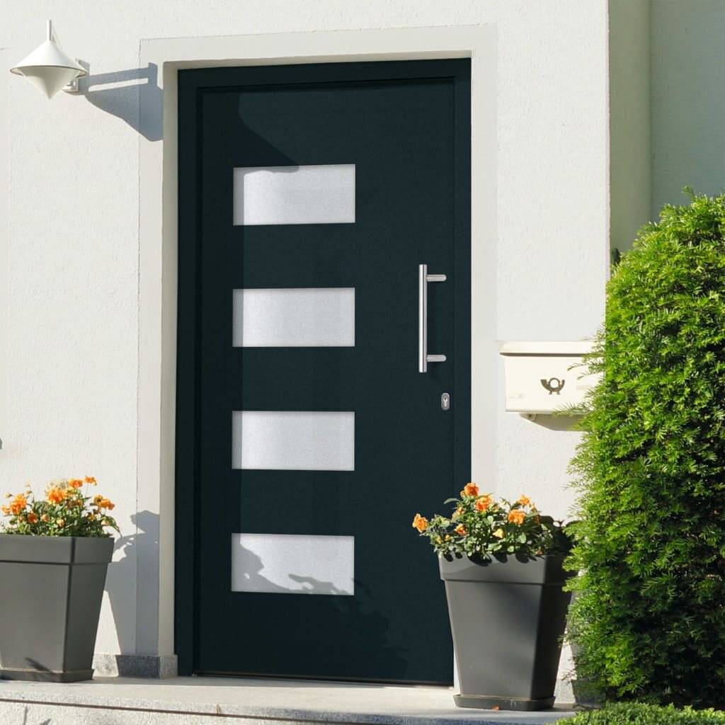 Haustür Aluminium und PVC Anthrazit 100x200 cm-0