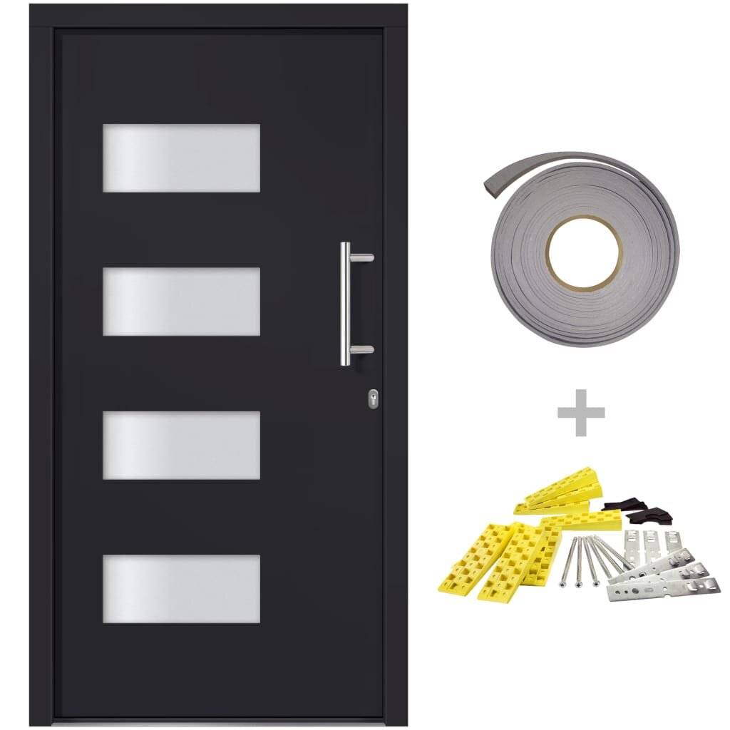 Haustür Aluminium und PVC Anthrazit 100x200 cm-1