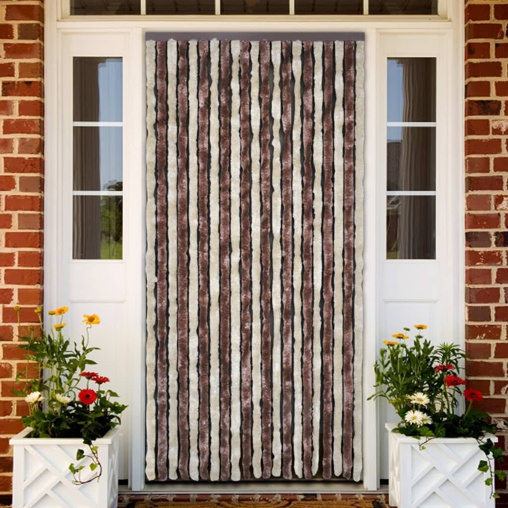 Insektenschutz-Vorhang Beige und Hellbraun 56x200 cm Chenille-0