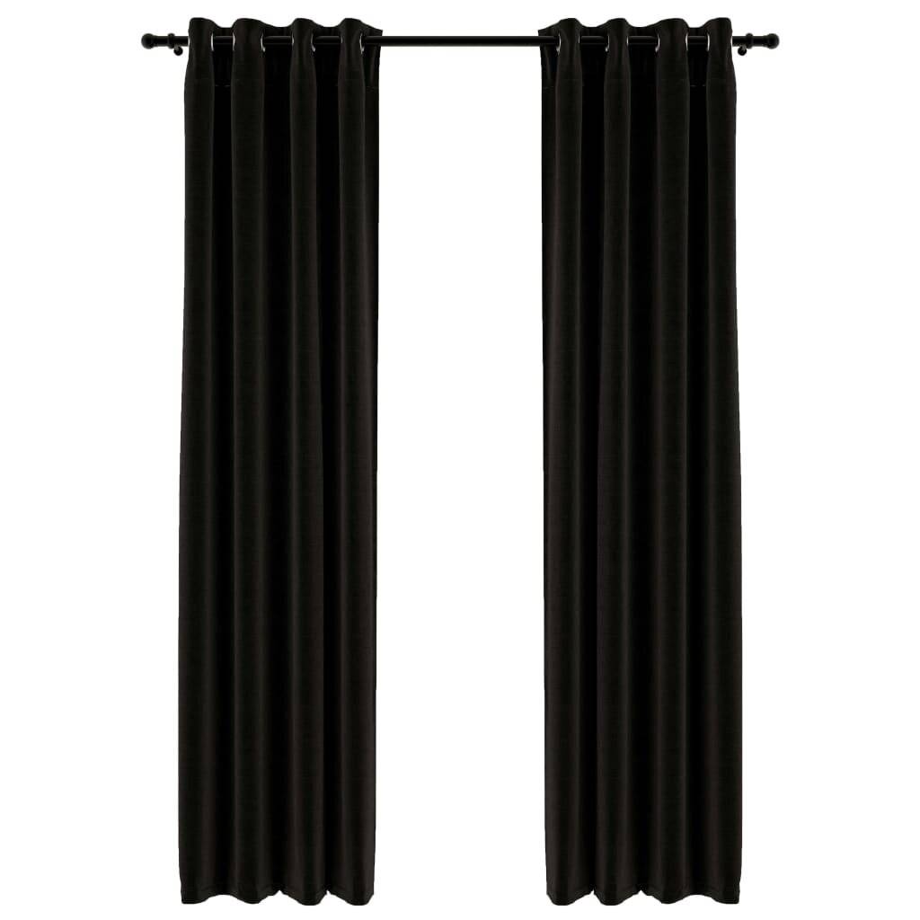 Verdunkelungsvorhänge Leinenoptik 2 Stk. Anthrazit 140x245 cm-1