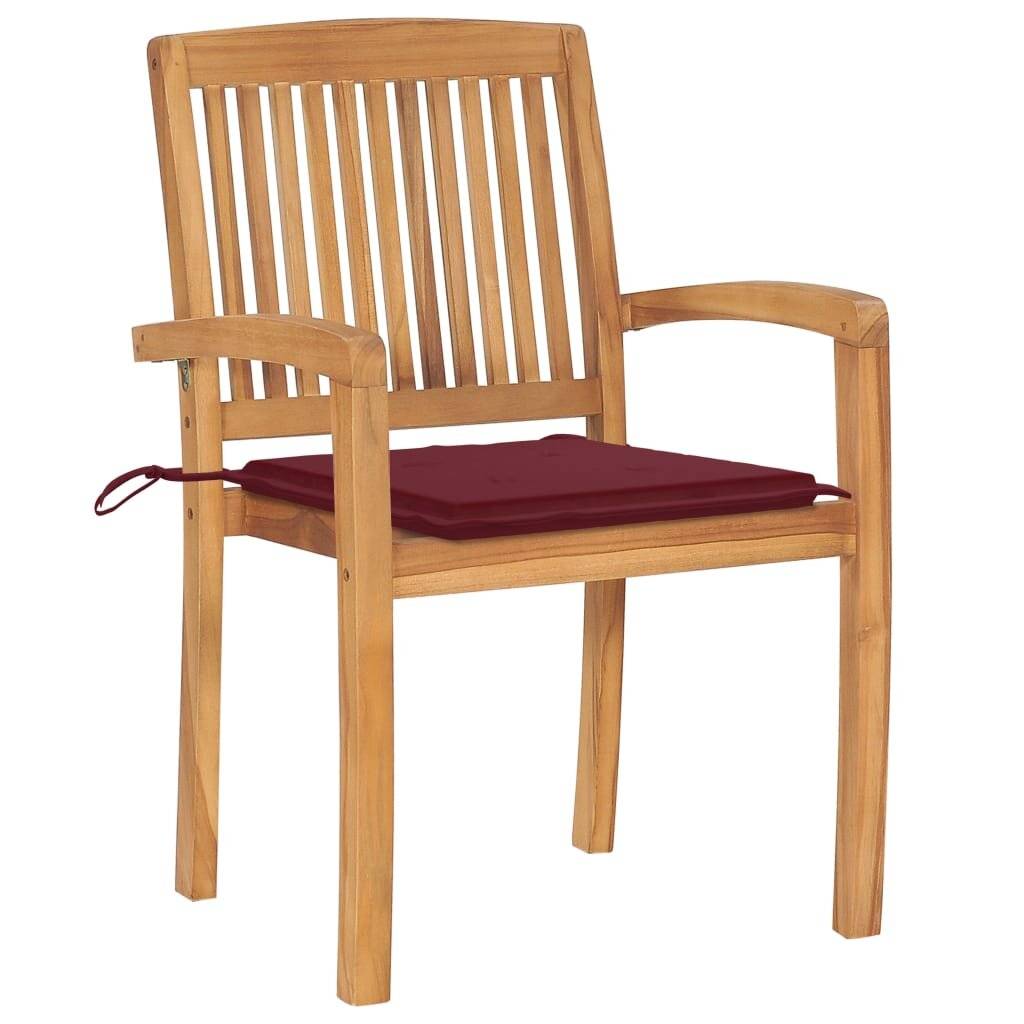 Stapelbare Gartenstühle mit Kissen 8 Stk. Massivholz Teak-2