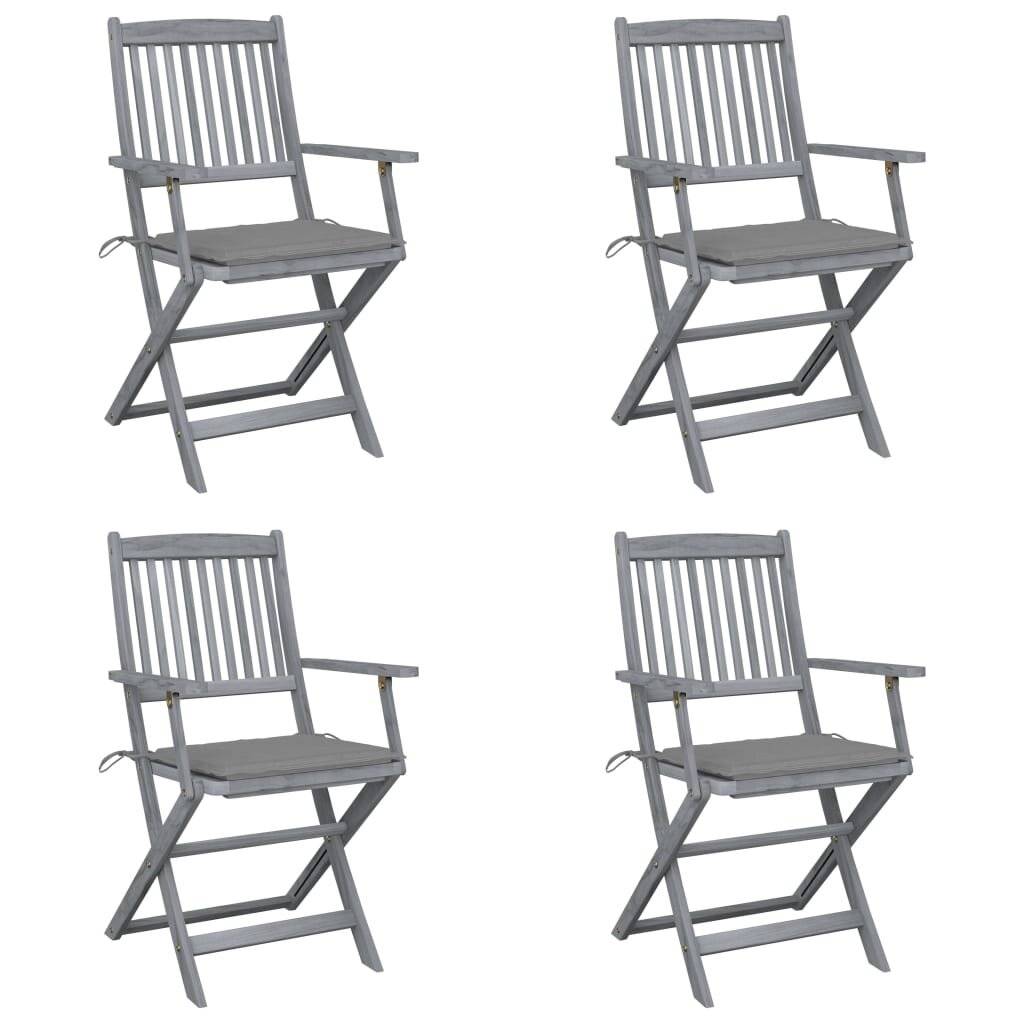 Klappbare Gartenstühle 4 Stk. mit Sitzkissen Massivholz Akazie-0