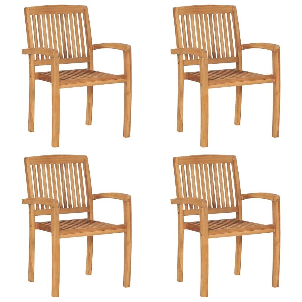 Stapelbare Gartenstühle mit Kissen 4 Stk. Massivholz Teak-1