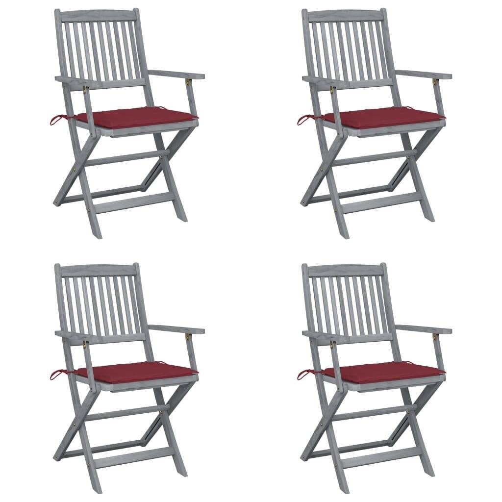 Klappbare Gartenstühle 4 Stk. mit Sitzkissen Massivholz Akazie-0