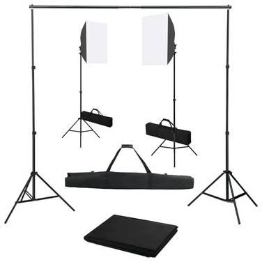 Fotostudio-Set mit Softbox-Leuchten und Hintergrund