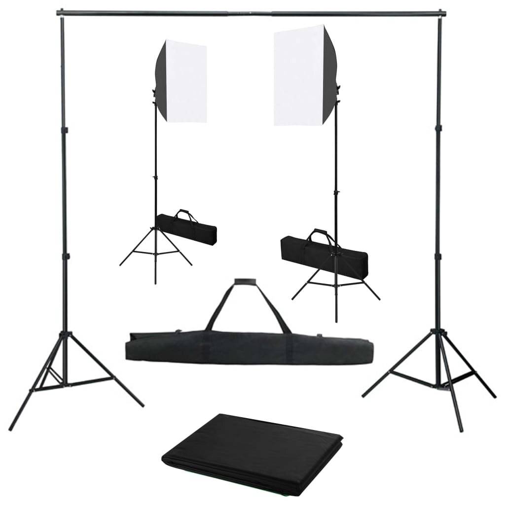 Fotostudio-Set mit Softbox-Leuchten und Hintergrund-0
