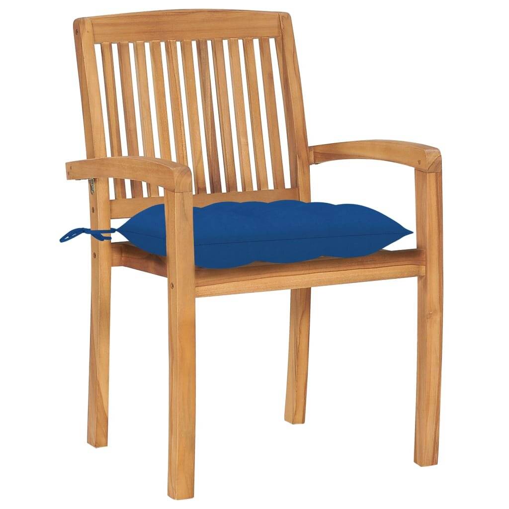 Stapelbare Gartenstühle mit Kissen 6 Stk. Massivholz Teak-2
