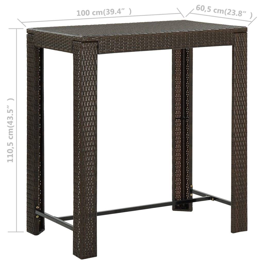 vidaXL Garten-Bartisch Braun 100x60,5x110,5 cm Poly Rattan-5