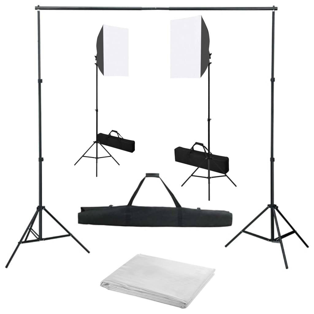 Fotostudio-Set mit Softbox-Leuchten und Hintergrund-0
