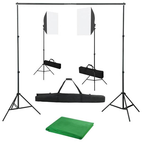 Fotostudio-Set mit Softbox-Leuchten und Hintergrund