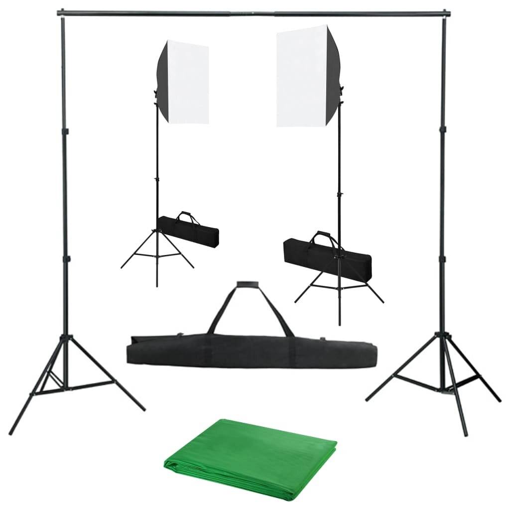Fotostudio-Set mit Softbox-Leuchten und Hintergrund-0