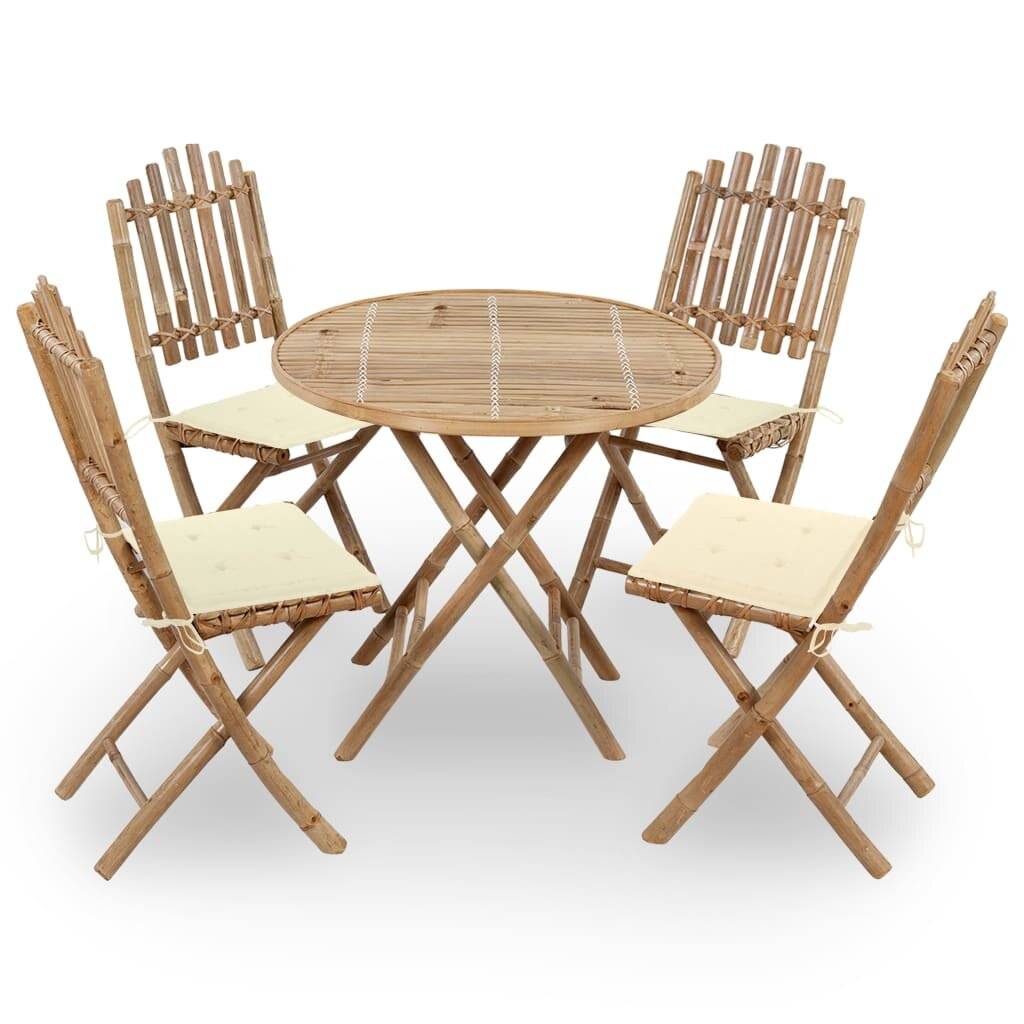 5-tlg. Garten-Essgruppe mit Kissen Klappbar Bambus-0