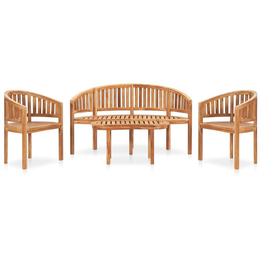 4-tlg. Garten-Lounge-Set Massivholz Teak-0