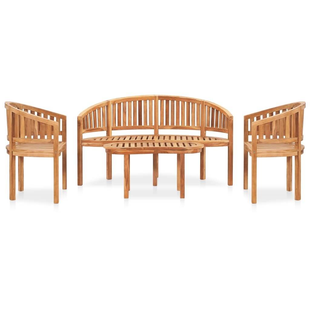 4-tlg. Garten-Lounge-Set Massivholz Teak-1